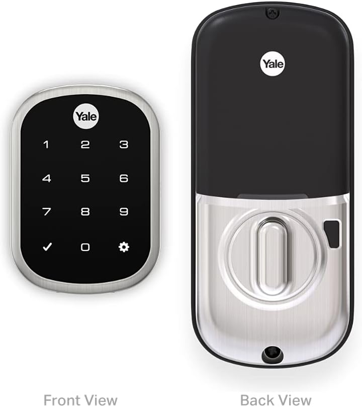 Yale | LiftMaster Smart Lock with Touchscreen Deadbolt- Works with myQ App & Key by Amazon in-Garage Delivery when paired with Smart Garage Hub (sold separately), Satin Nickel