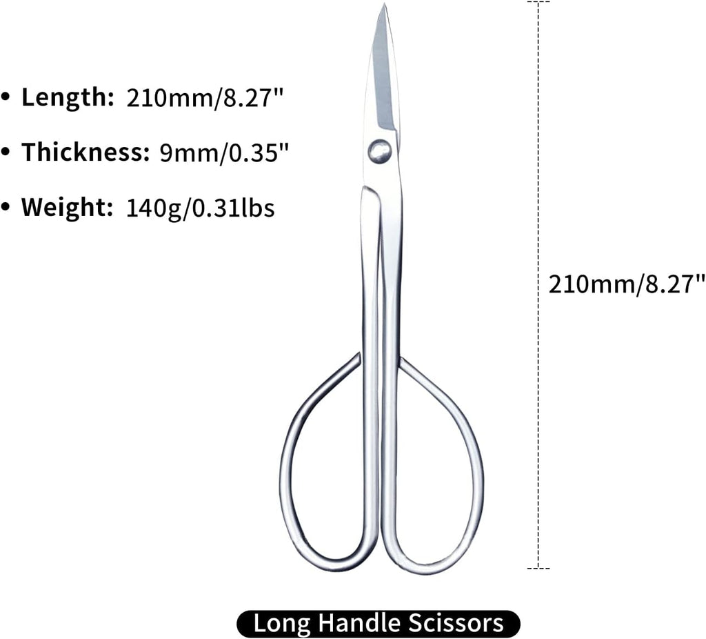 YUEWO Bonsai Tool Kit 5 Pcs 8' Master's Grade for Bonsai Tree with Jin Pliers, Root Cutter, Knob Cutter Concave, Long Handle Scissors, Root Pruning Scissors