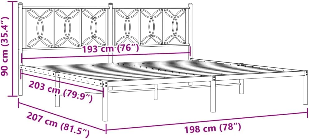 Modern Rectangular Full Bed Frame, Black Matte Steel Platform with Ample Under-Bed Storage, Durable Metal Slats for Mattress Support, Easy Assembly Bedroom Furniture Set