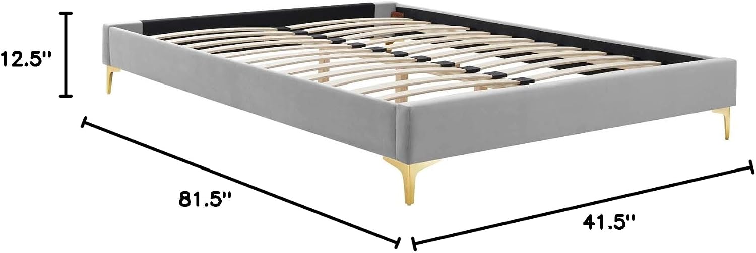 Modway MOD-6305-LGR Sutton Twin Performance Velvet Bed Frame, Light Gray