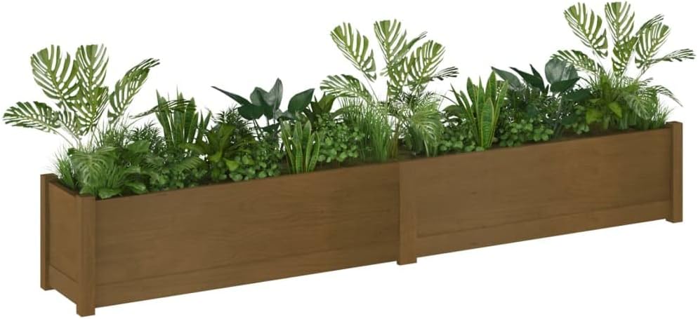 78.7 x 78.7 x 12.2 in Large Pinewood Rustic Rectangular Planter Box Set of 2 for Garden Outdoor Flower Pots Terrace Balcony Raised Bed