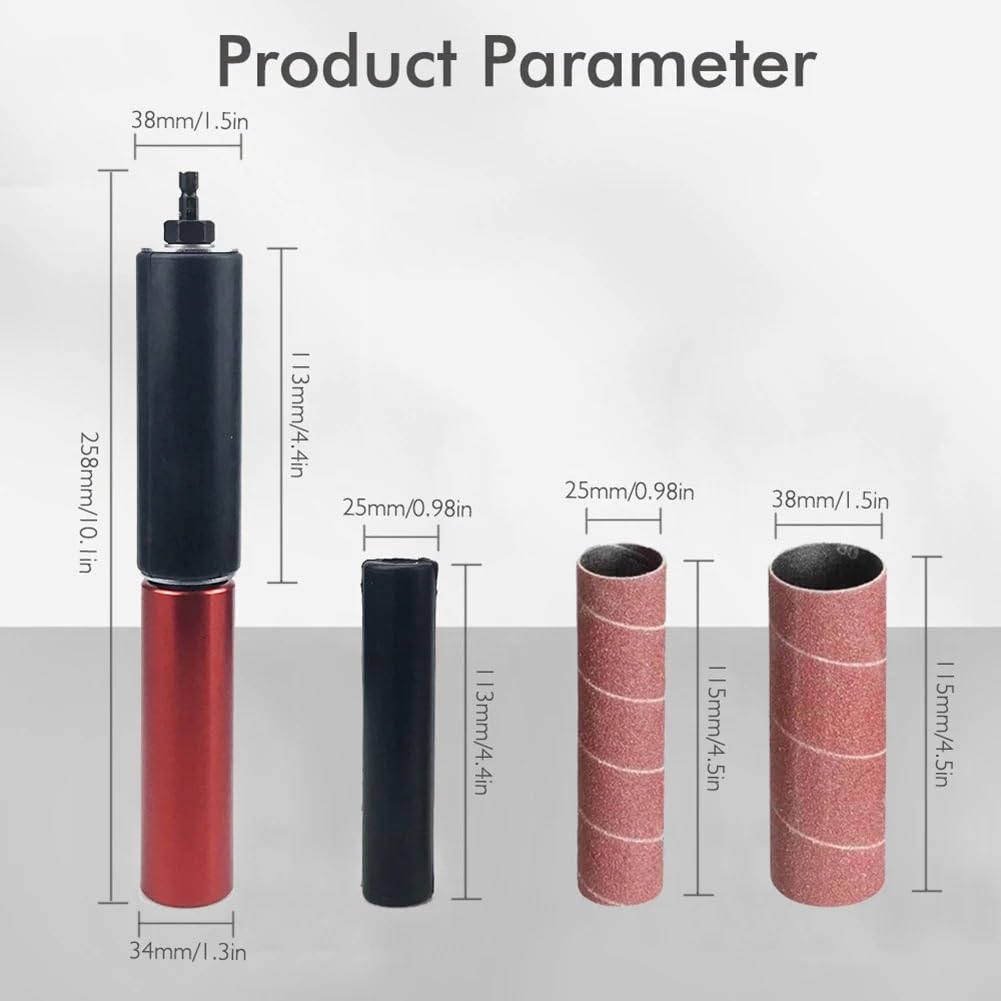 Rubber Sanding Drum Polishing Bit Kit - Sandpaper Wrench Adapter for Drill Spindle Sander - Woodworking Accessories