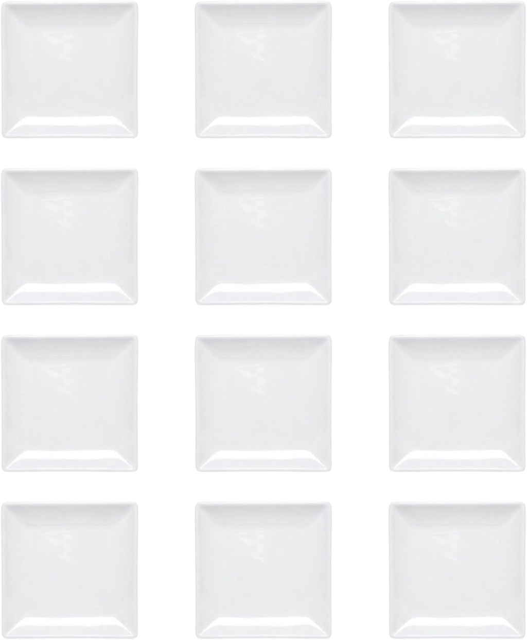 TrueCraftware- 7-1/4' x 7-1/4' Square Plate Classic White Dinnerware Melamine Set of 12- Dishwasher Safe Reusable Dinner Plates Durable Lightweight Dinnerware for Dinner Dishes