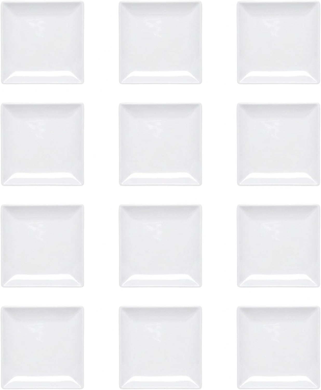 TrueCraftware- 7-1/4' x 7-1/4' Square Plate Classic White Dinnerware Melamine Set of 12- Dishwasher Safe Reusable Dinner Plates Durable Lightweight Dinnerware for Dinner Dishes