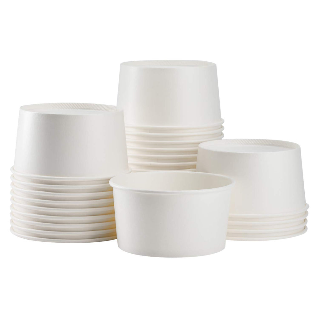 Karat [24oz - 600 ct] Paper Soup Bowls for Hot/ Cold Food - Ideal for Soup, NoodIes, Pasta and Snacks - White (C-KDP24W)