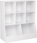 DINZI LVJ Toy Storage Organizer, Kids Bookshelf, Wood Toy Storage Cabinet, 3-Tier 8 Cubby Children Bookcase, 35.4' L Toddler Book Shelf for Playroom, Living Room, Nursery, Hallway, Classroom, White