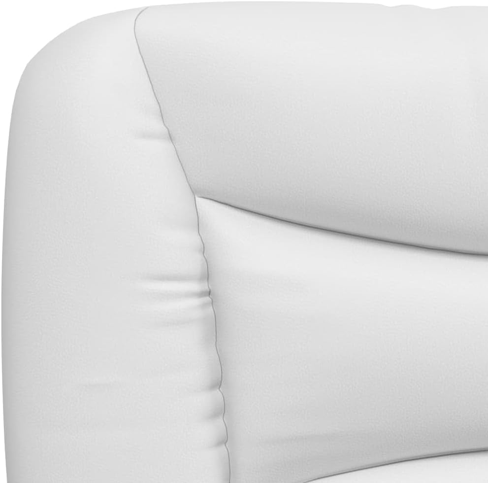 Modern White Faux Leather Bed Frame 41.3 x 81.9 x 29.3 in with Padded Headboard and Under-Bed Storage, Rectangular Platform Bedframe for Bedroom, Easy Assembly