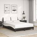 Black and White Full Bed Frame with Wavy Side Design, 54 x 75 Inches, Faux Leather Upholstered Headboard, Solid Pine Wood Construction for Modern Bedroom, Durable and Easy