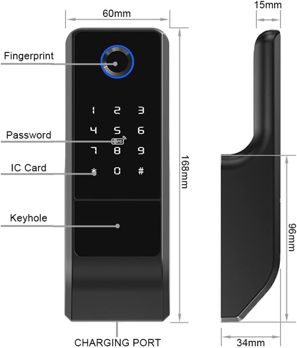 Smart Lock Smart Life WiFi Application Electric Smart Fingerprint Rim Door Lock, Compatible with Outdoor Gate Front Door. (All)