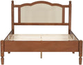 3 Pieces Bedroom Set with Full Size Wooden Bed Frame, 1 Vintage Nightstand and 1 Makeup Vanity Set with Stool,Black (Walnut + Wood + Full + 3 Piece Set)