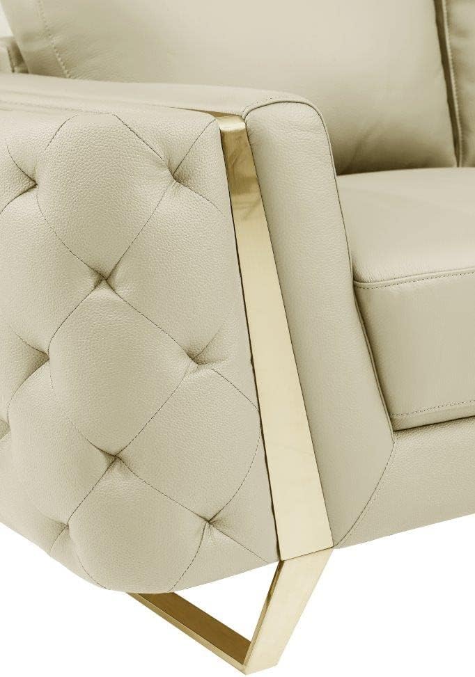 Blackjack Furniture Reggio Collection Full Grain Italian Leather Sofas for Living Room with Brazilian Wood Frame and Stainless Steel Legs, 3-Piece Set, Sofa, Loveseat, and Chair, Beige