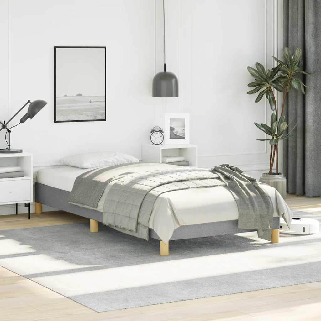 Light Grey Twin Fabric Bed Frame with Modern Design, Breathable Polyester Upholstery and Sturdy Support, Easy Assembly Included, Solid Wood Construction for Bedroom Decor