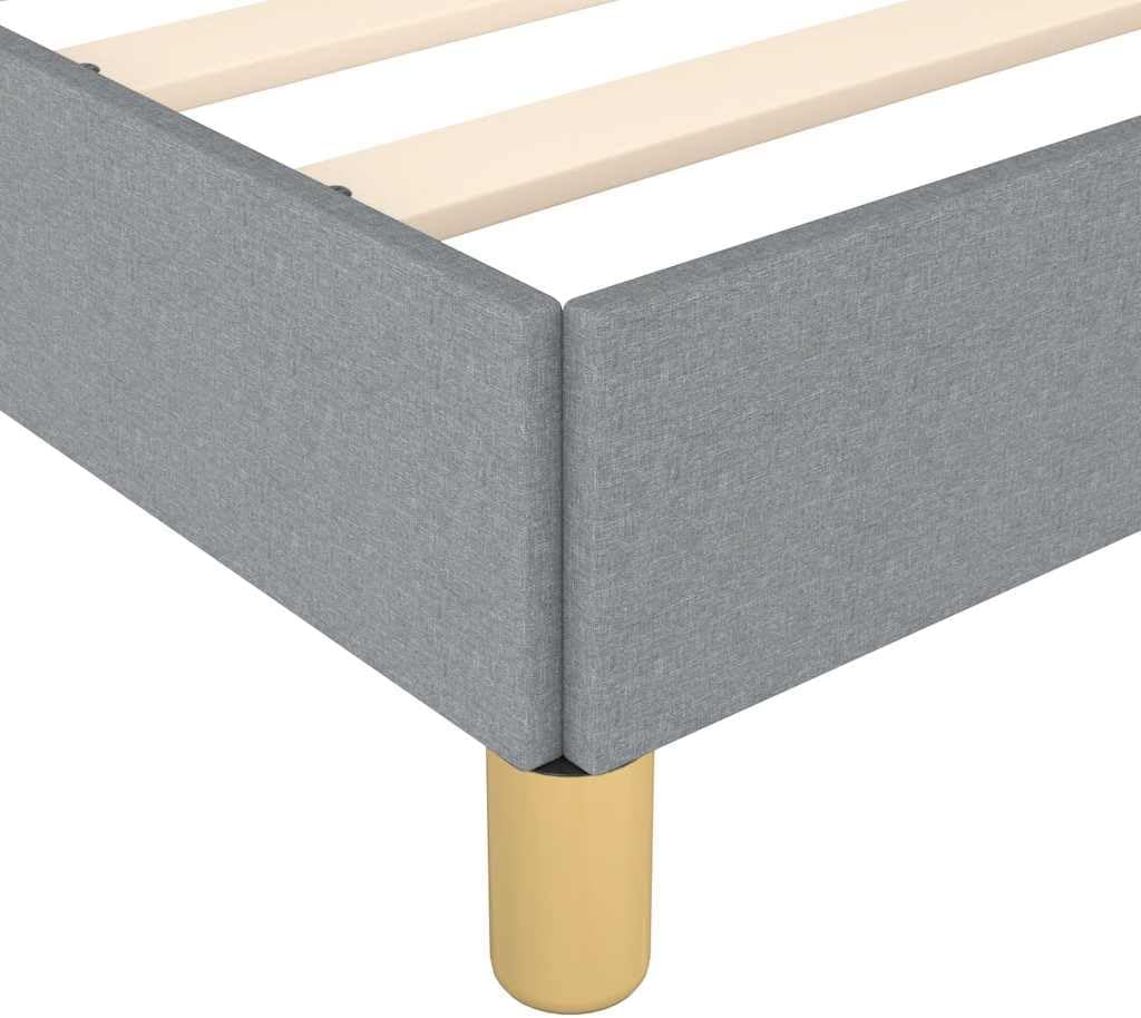 Light Grey Twin Fabric Bed Frame with Modern Design, Breathable Polyester Upholstery and Sturdy Support, Easy Assembly Included, Solid Wood Construction for Bedroom Decor