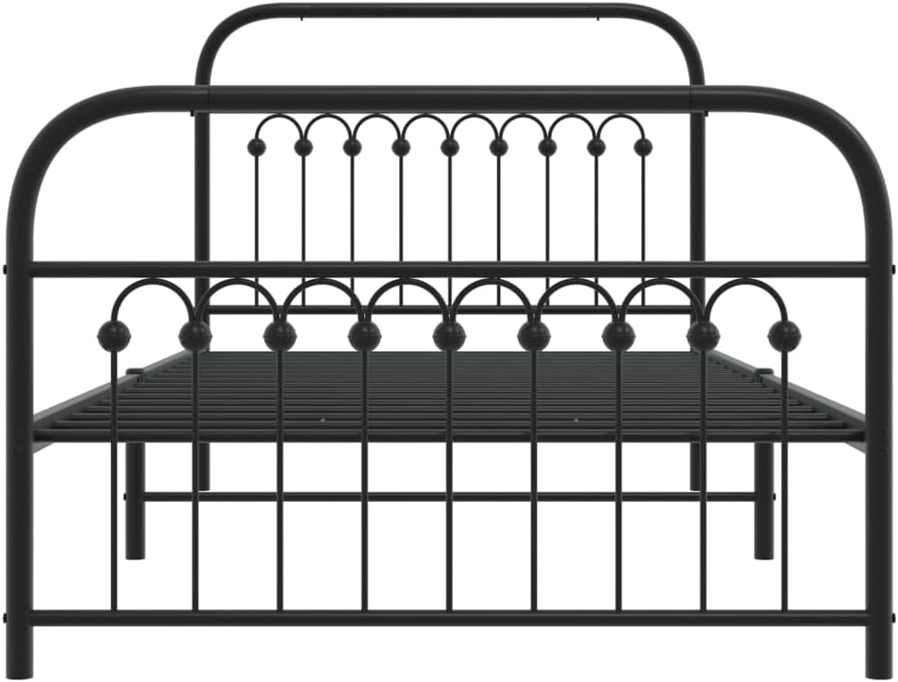 Black Steel Bed Frame 39.4x78.7 Inches with Headboard and Footboard, Sturdy Metal Platform for Ample Under-Bed Storage Space, Easy Assembly with Sleek Matte Finish, Durable