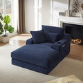 HRVEOCEI 47.2' Oversized Chaise Lounge Chair Indoor, Corduroy Boneless Chaise Lounge with 2 Pillows, Comfy Reading Chair with Ottoman, Black Sleeper Chairs for Adults Living Room Bedroom (Blue 47.2)