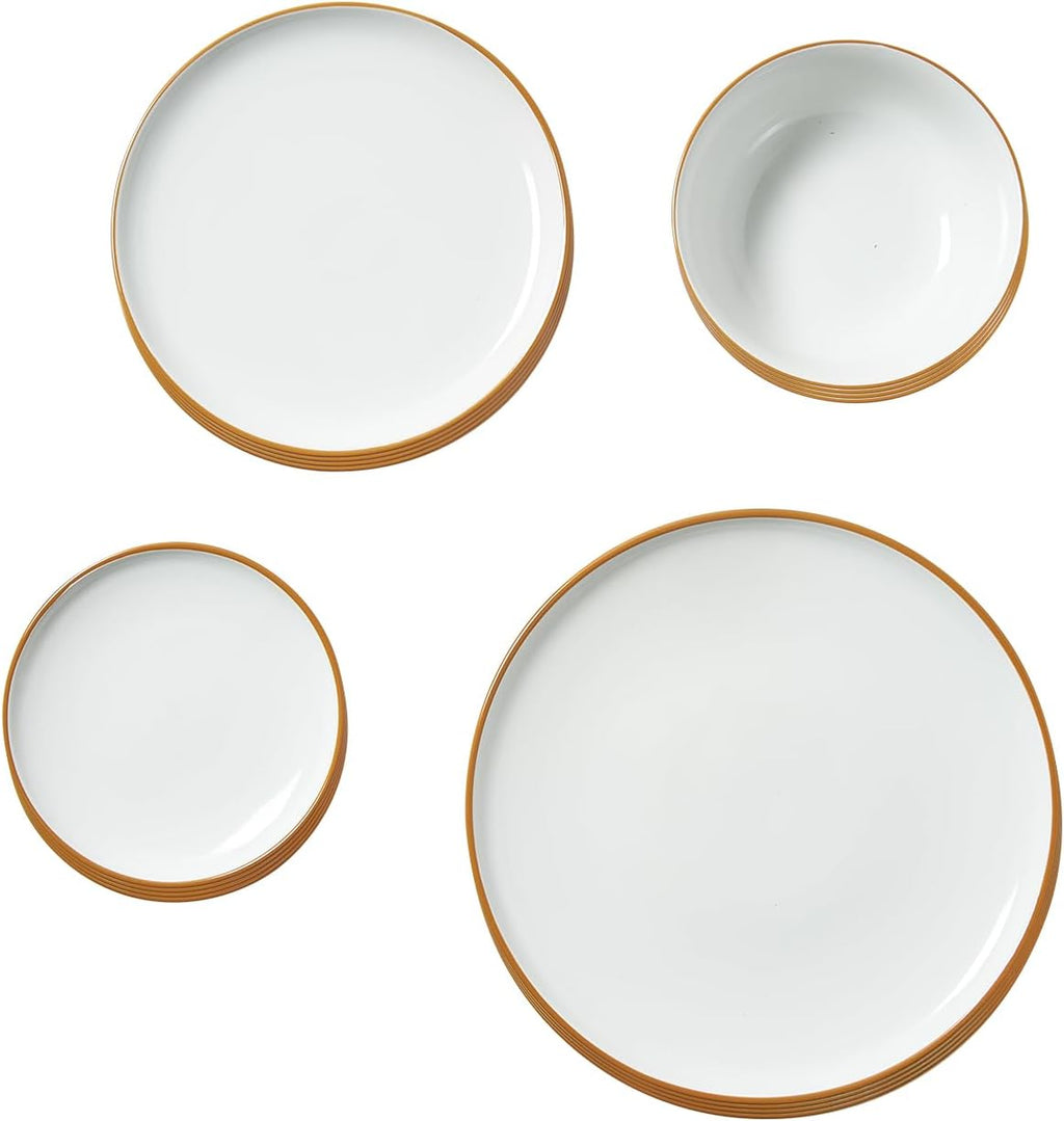 VEVOR Dinnerware Set, Service for 8 (32 PCS), Round Plates and Bowls Sets, Scratch Resistant Ceramic Dinner Ware, Dishwasher and Microwave Suitable Kitchen Dish, for Dessert Salad Soup Pasta, White