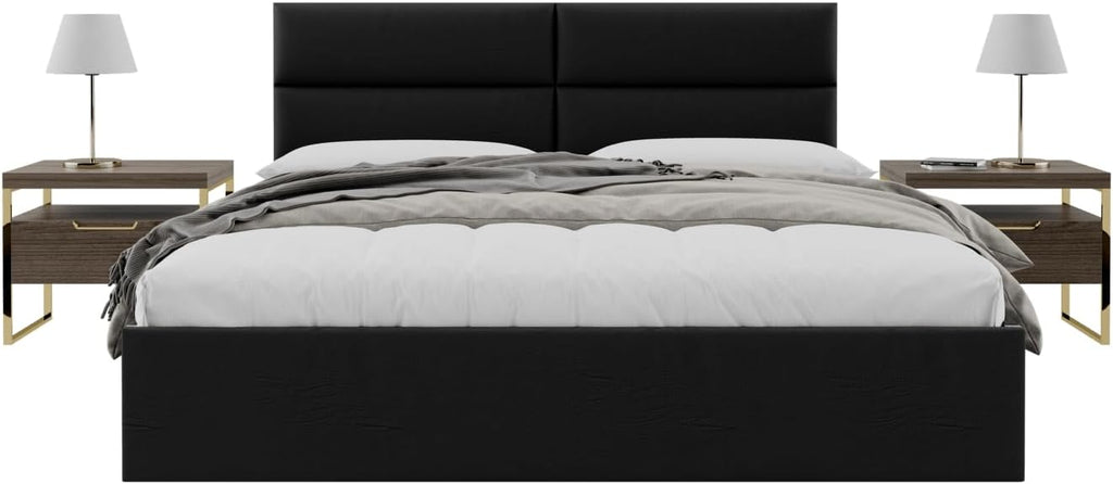 Vänt Upholstered Wall Panels - King/Cal King Size Wall Mounted Headboards - Vintage Leather Jet Black - Twin/King - Set of 4 Panels (Each Individual Panel 39'x11.5')