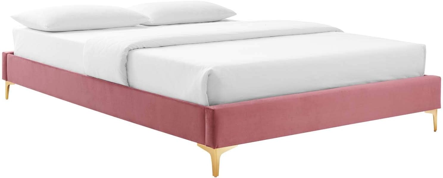 Modway MOD-6305-DUS Sutton Twin Performance Velvet Bed Frame, Dusty Rose