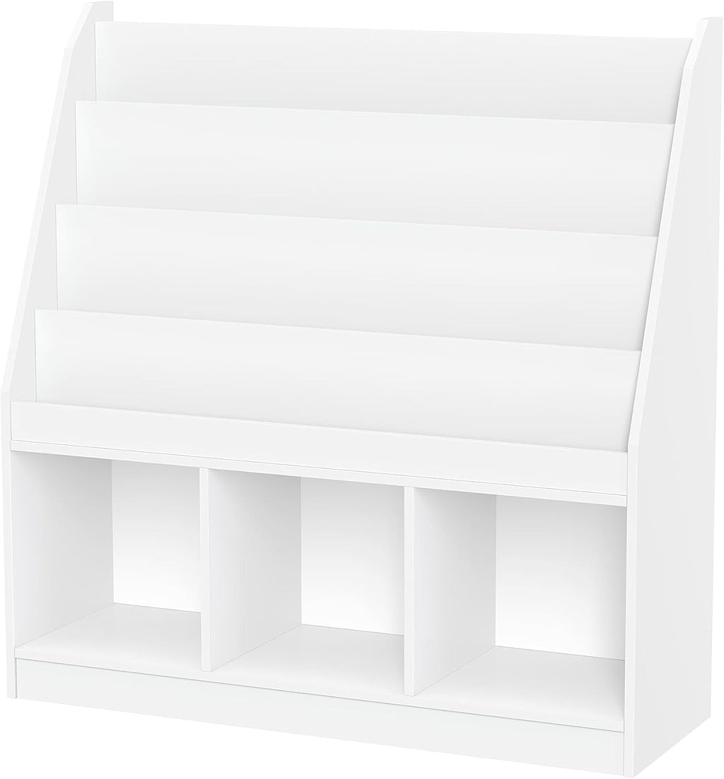 RiverRidge Kids 4 shelves Three Cubbies Bookrack, White (02-251), 11.81'D x 35'W x 36'H