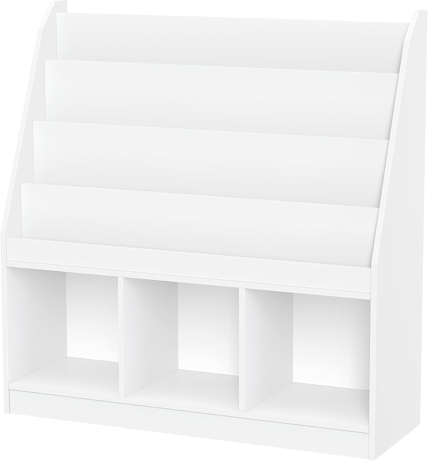 RiverRidge Kids 4 shelves Three Cubbies Bookrack, White (02-251), 11.81'D x 35'W x 36'H