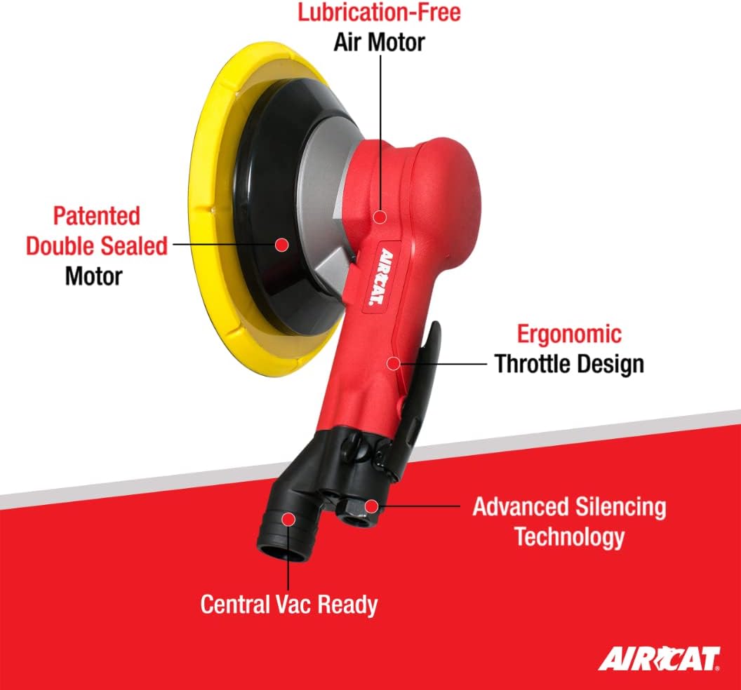 AIRCAT Pneumatic Tools 6700-8GCV: Central Vac Geared Planetary Motion Sander 900 RPM