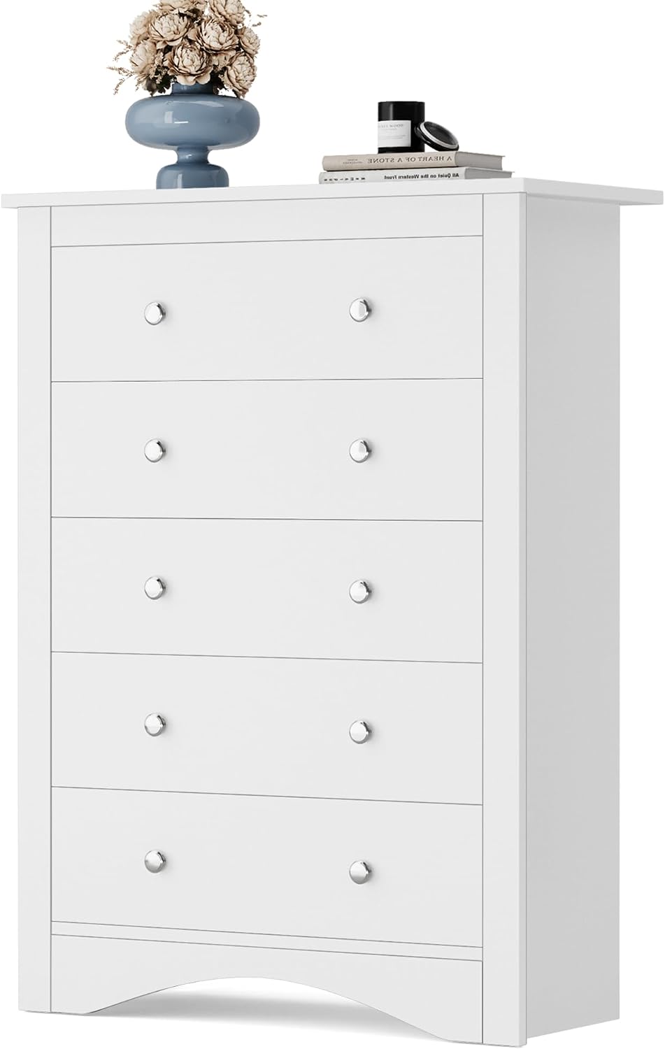 YESHOMY Tall Dresser for Bedroom with 5 Drawers, Modern Chest of Drawers, Wooden Dressers, TV Stand for Living Room,Closet, Hallway (Warm White)