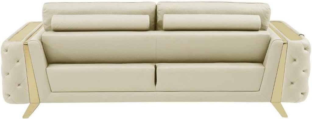 Blackjack Furniture Reggio Collection Full Grain Italian Leather Sofas for Living Room with Brazilian Wood Frame and Stainless Steel Legs, 3-Piece Set, Sofa, Loveseat, and Chair, Beige
