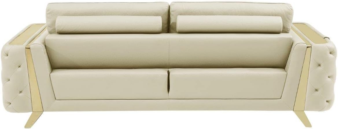 Blackjack Furniture Reggio Collection Full Grain Italian Leather Sofas for Living Room with Brazilian Wood Frame and Stainless Steel Legs, 3-Piece Set, Sofa, Loveseat, and Chair, Beige