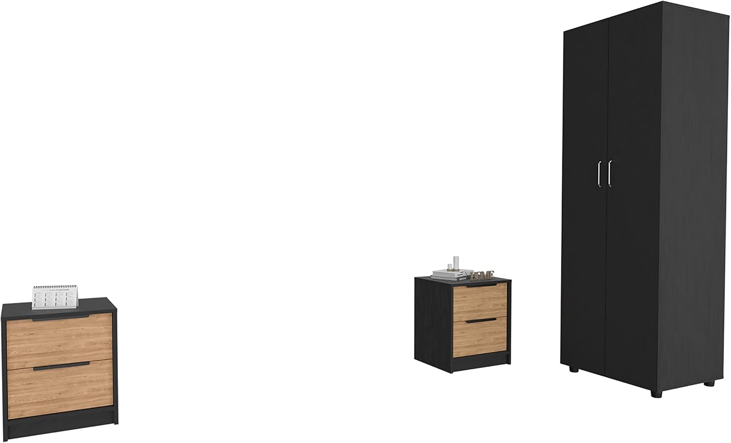 3 Piece Bedroom Set with Wood Headboard: Modern Bedroom Furniture for Small Spaces - Easy Assembly Interlocking Mechanism & Pre-Drilled Holes for Urban Apartments & First Home Owners