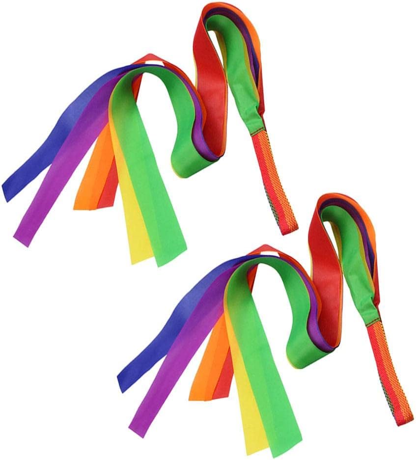 2X Rainbow Dance Ribbons Rhythmic Gymnastic Streamers - Kid's Ballet Gym Exercise Toys