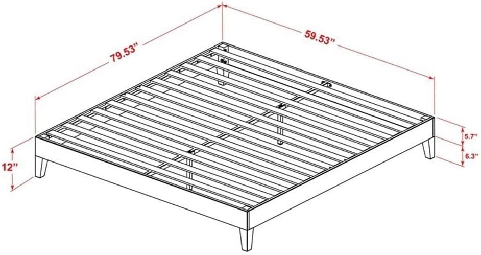 East West Furniture NVP-22-Q Queen Size Bed Frame with 4 Solid Wood Legs and 2 Extra Center Legs - Walnut Finish
