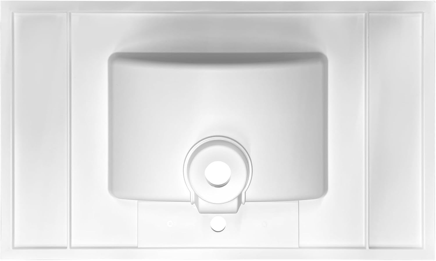 37' W x 22' D Solid Surface Polyurethane Resin Streamline Vanity Top with Sink, Durable, Consistent Color, Easy-to-Clean, Built-in Overflow (Solid Surface Resin Vanity Top, 37 inch)