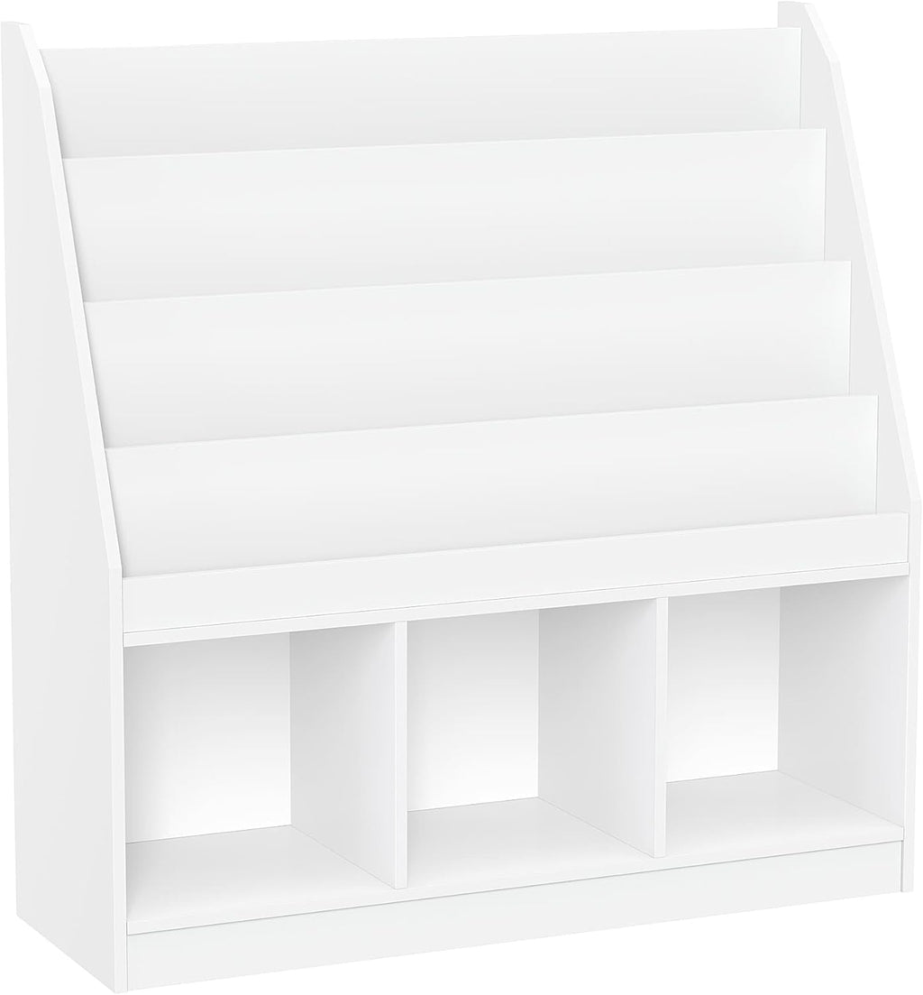 RiverRidge Kids 4 shelves Three Cubbies Bookrack, White (02-251), 11.81'D x 35'W x 36'H