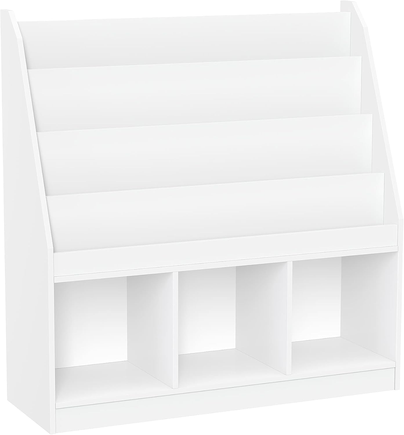 RiverRidge Kids 4 shelves Three Cubbies Bookrack, White (02-251), 11.81'D x 35'W x 36'H
