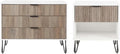 Pemberly Row 2-Piece Bedroom Storage Set, 3-Drawer Dresser 35.19' L & Nightstand 20.07' L, MDF Engineered Wood, Multi-Color Finish, Vertical Ribbed Texture, Black Metal Legs, Modern Glam Style