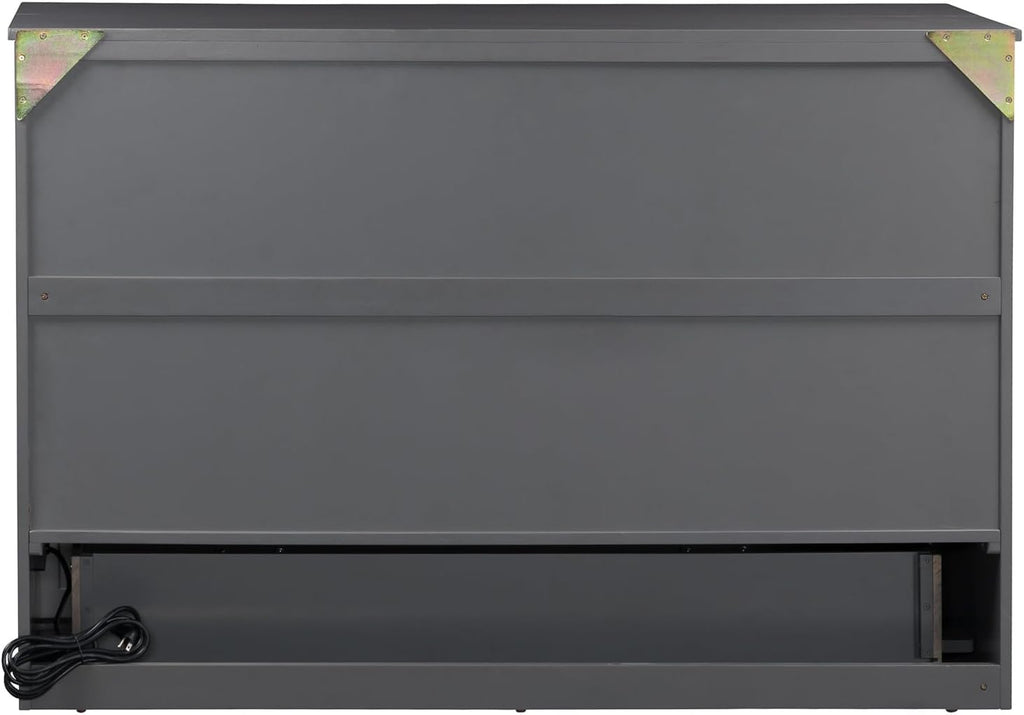 AFI Deerfield Murphy Bed Chest with Charging Station, Queen, Grey