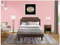 HomeStock Antique Ambiance 2 Piece Bedroom Set with Button Tufted Full Bed Frame and a Distressed Jacobean End Tables Dark Brown Faux Leather with Black Texture and Black Legs
