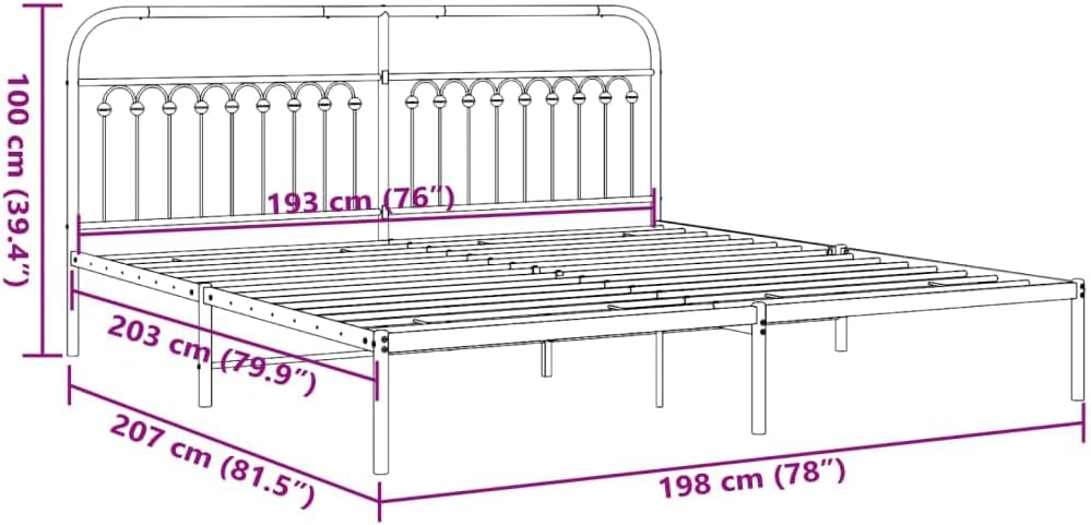 White Steel Full Bed Frame with Headboard, Traditional Rectangular Design, Sturdy Metal Construction and Easy Assembly for Bedroom, Durable Support Structure