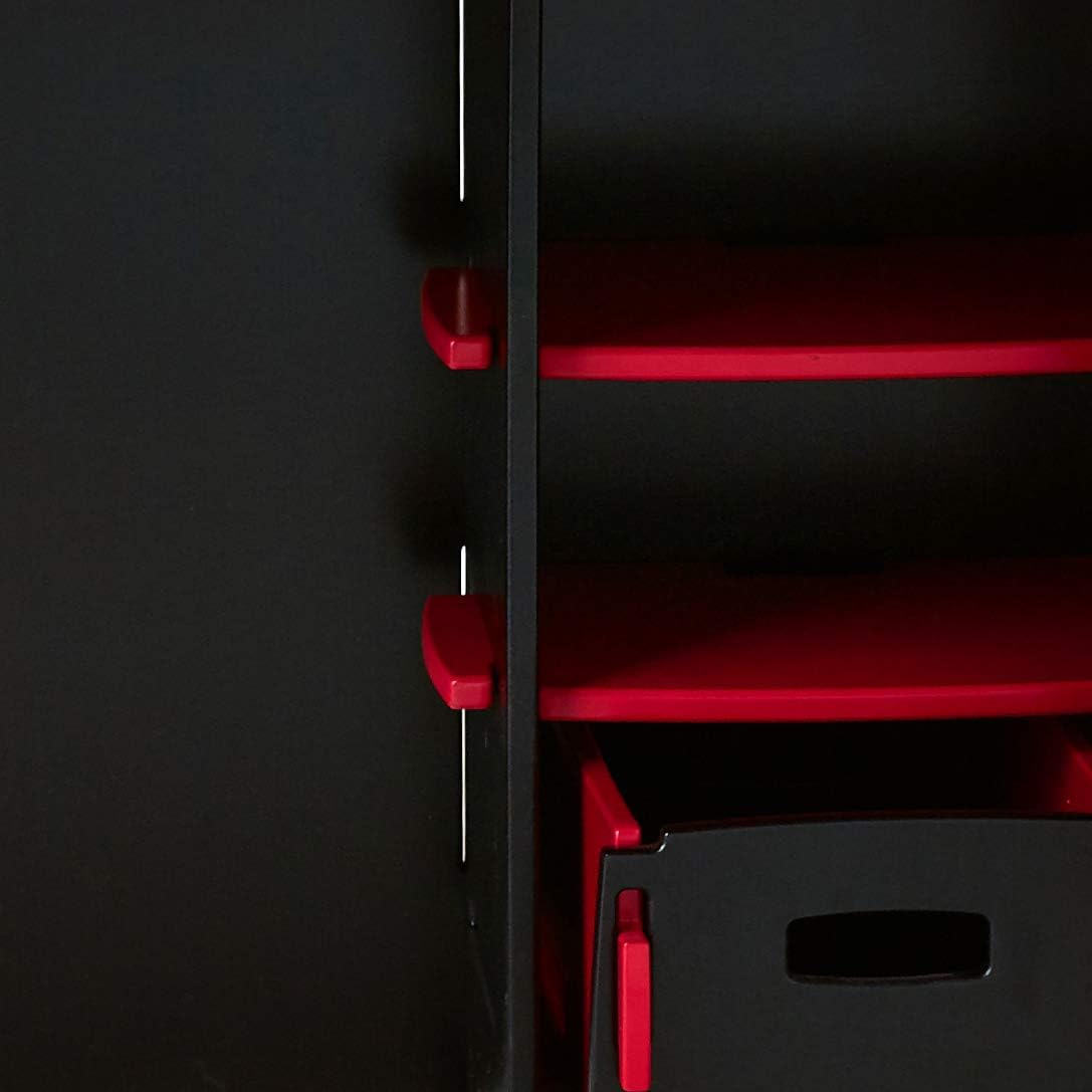 Legaré Furniture Children's Desk with Shelves and File Cart Set for Kids, Red and Black
