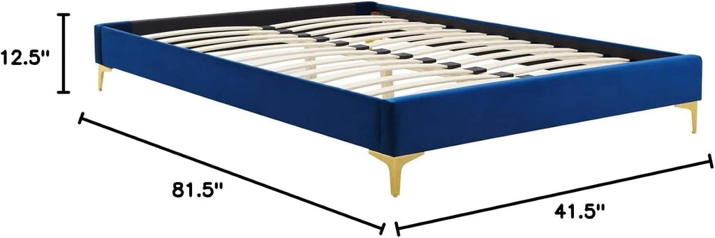Modway MOD-6305-NAV Sutton Twin Performance Velvet Bed Frame, Navy