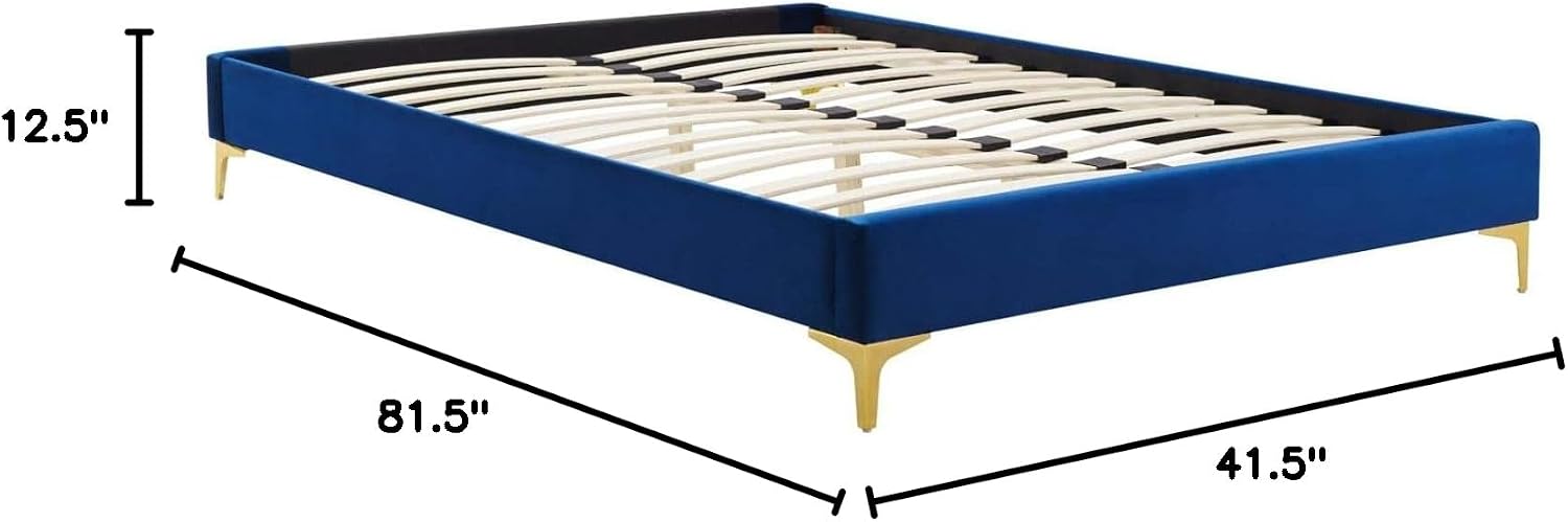 Modway MOD-6305-NAV Sutton Twin Performance Velvet Bed Frame, Navy