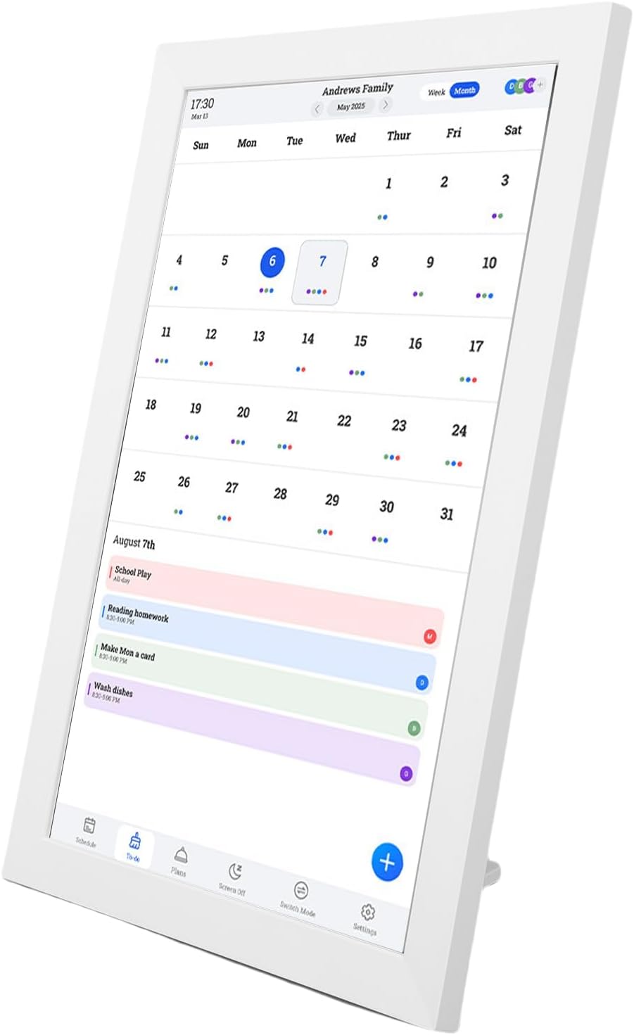 Asixxsix Digital Calendar, 10.1 Inch Smart Digital Calendar Touch Screen with Chore Chart Photo Frame APP Control for Family Schedules and Home Organization