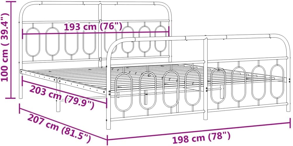 Bed Frame Full Modern Black Steel Frame with Storage, Sturdy Base - Rectangular Beds & Bedroom Set