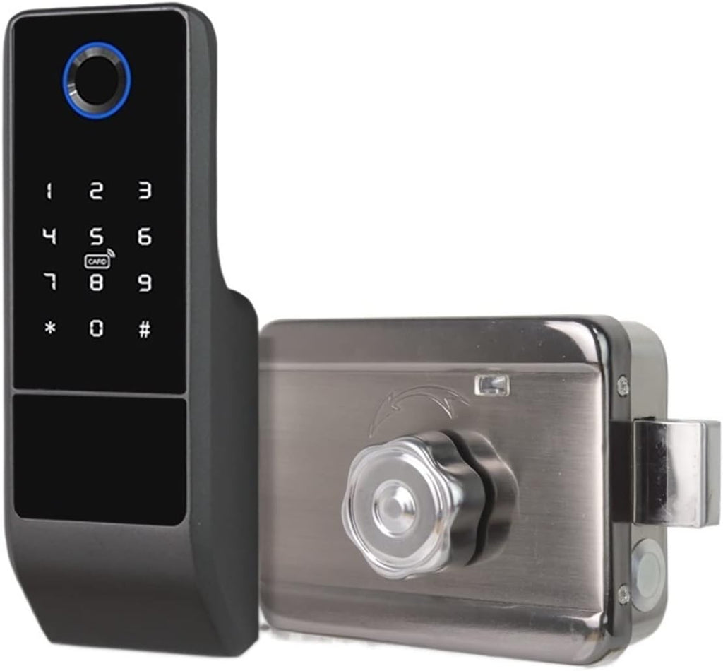 Smart Lock Smart Life WiFi Application Electric Smart Fingerprint Rim Door Lock, Compatible with Outdoor Gate Front Door. (All)