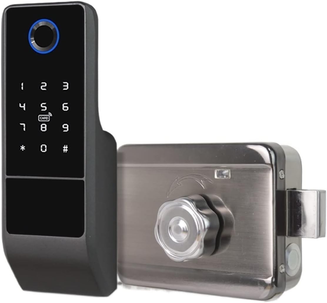 Smart Lock Smart Life WiFi Application Electric Smart Fingerprint Rim Door Lock, Compatible with Outdoor Gate Front Door. (All)