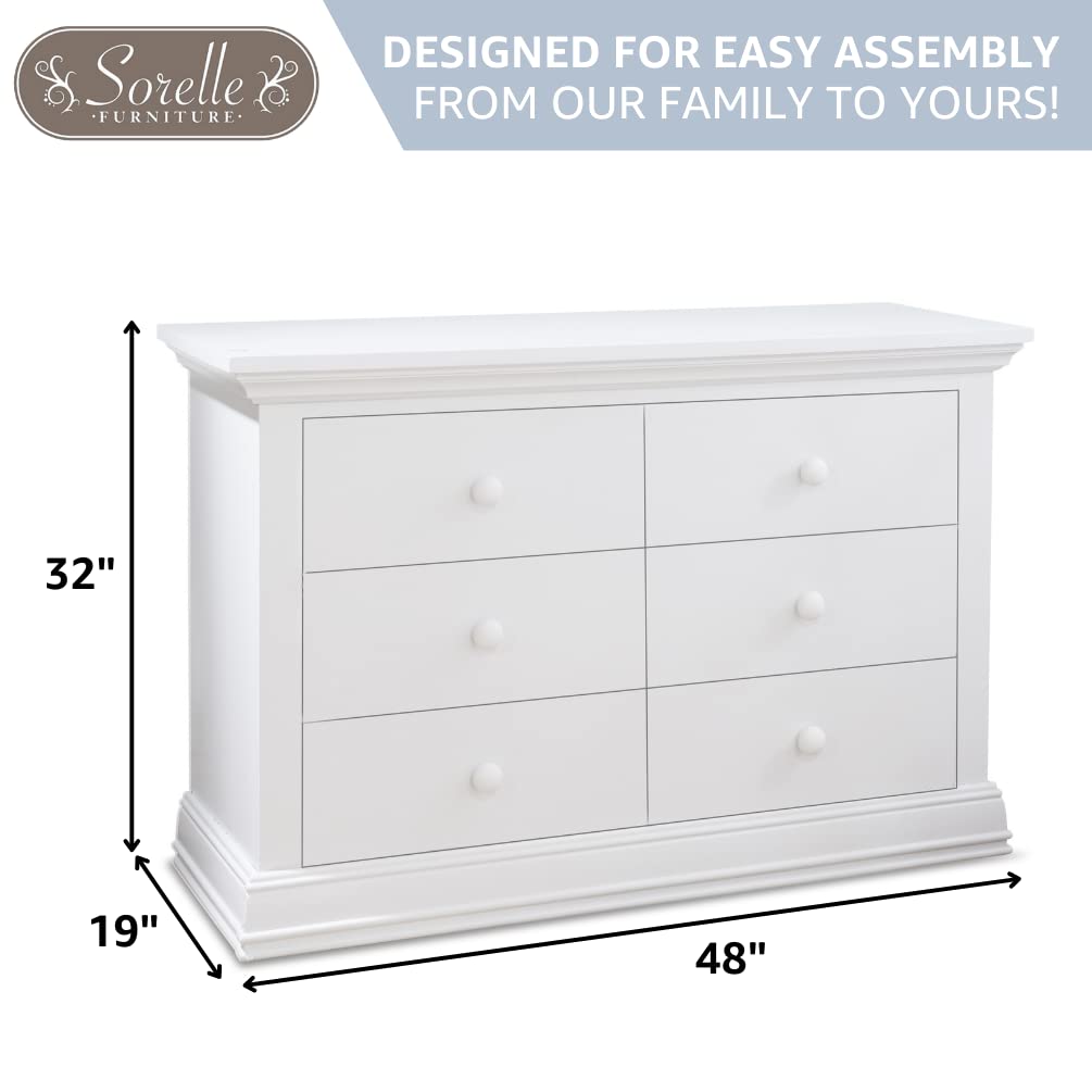 Sorelle Furniture Paxton Baby Dresser – Dresser for Nursery, Kids Bedroom Furniture, Baby Dresser Drawers, Storage for Child's Room with Drawers, Nursery Furniture for Infant-White