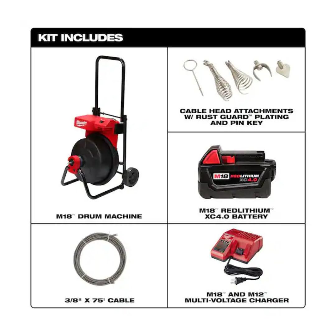 MILWAUKEE 2817A-21 M18 Drum Machine with 3/8' (2817A-21)