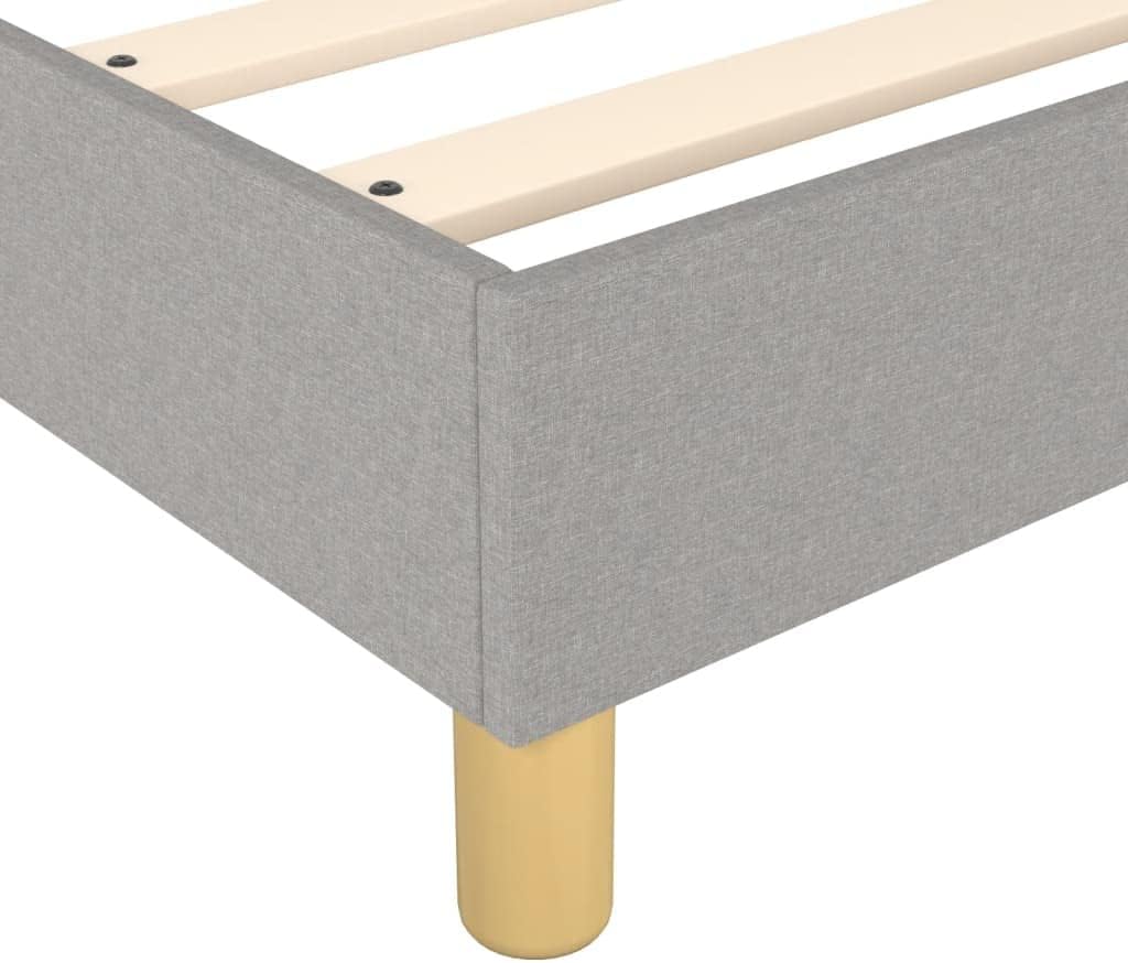 Light Gray Twin Bed Frame with Fabric Upholstery and Matte Finish, 4-Piece Set for Modern Bedrooms, Easy Assembly and Space-Saving Design, Durable Plywood Construction