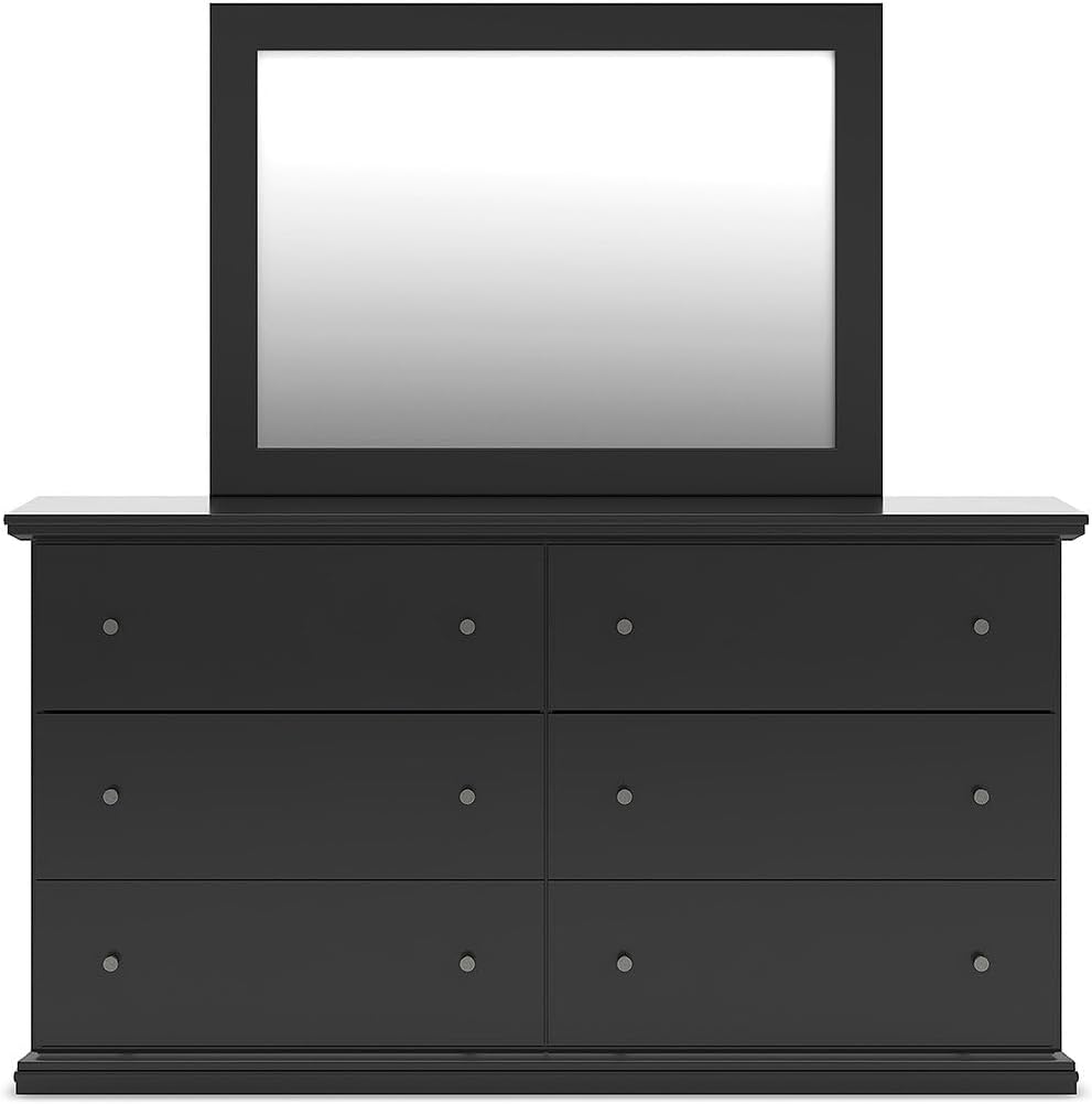 Signature Design by Ashley Maribel Traditional 6-Drawer Dresser and Mirror with Safety Stop, Black