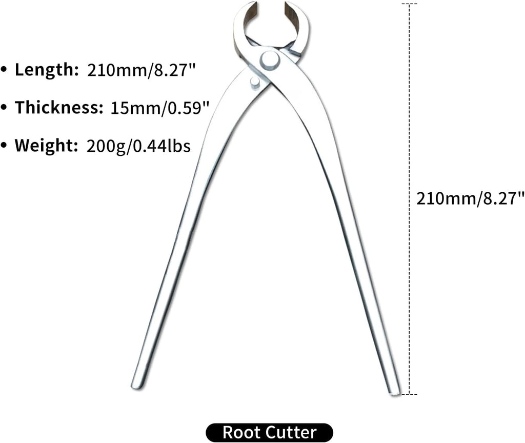 YUEWO Bonsai Tool Kit 6 Pcs 8' Master's Grade for Bonsai Tree with Wire Cutter, Trunk Splitter, Jin Pliers, Knob Cutter Concave, Round Edge Branch Cutter, Jin Pliers Wire Pliers